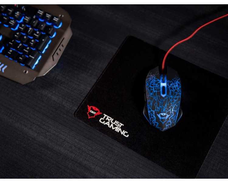 Pack alfombrilla + raton optico trust gaming gxt783 izza mouse & pad 2400 dpi 6 botones
