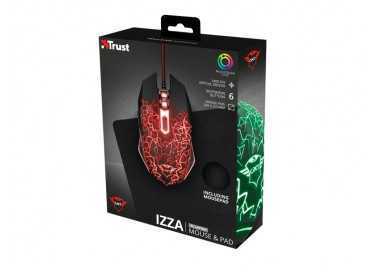 Pack alfombrilla + raton optico trust gaming gxt783 izza mouse & pad 2400 dpi 6 botones