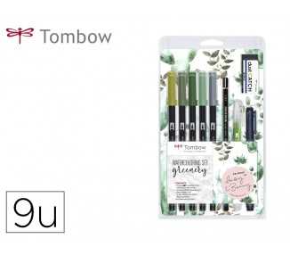 Set watercoloring tombow greenery 9 piezas