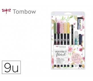 Set watercoloring tombow set floral 9 piezas
