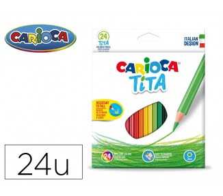 Lapices de colores carioca tita hexagonal caja de 24 unidades colores surtidos