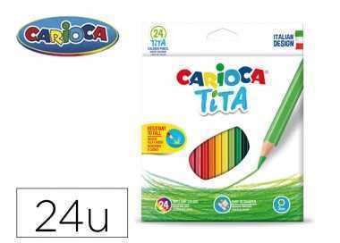 Lapices de colores carioca tita hexagonal caja de 24 unidades colores surtidos