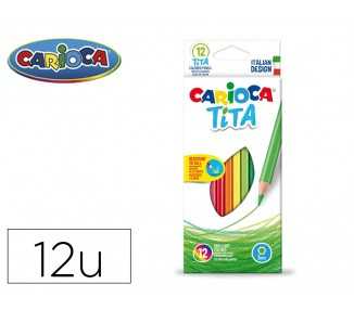 Lapices de colores carioca tita hexagonal caja de 12 unidades colores surtidos