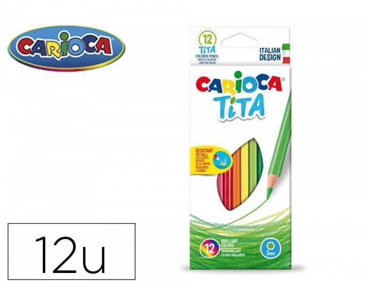 Lapices de colores carioca tita hexagonal caja de 12 unidades colores surtidos