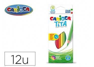 Lapices de colores carioca tita hexagonal caja de 12 unidades colores surtidos