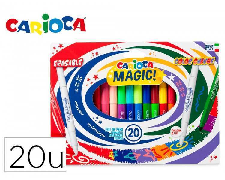 Rotulador carioca magic borrable caja de 20 unidades colores surtidos