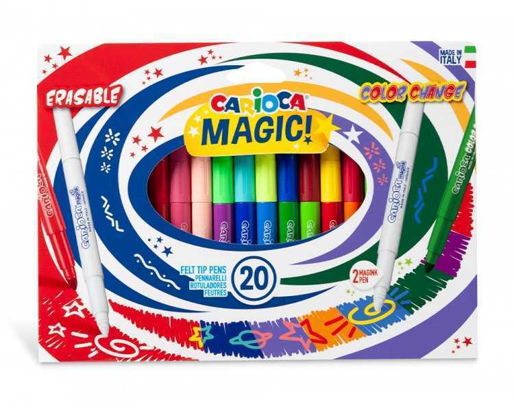 Rotulador carioca magic borrable caja de 20 unidades colores surtidos