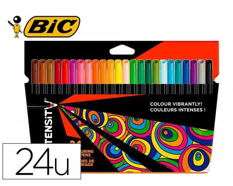 Rotulador bic intensity estuche de 24 colores surtidos