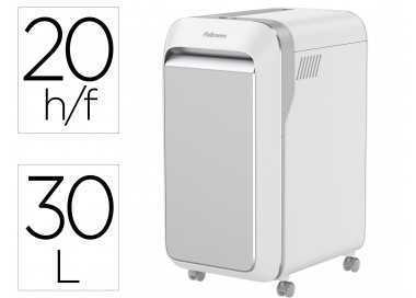 Destructora de documentos fellowes lx221 capacidad de corte 20h seguridad p5 clips grapas y tarjetas 30l blanca