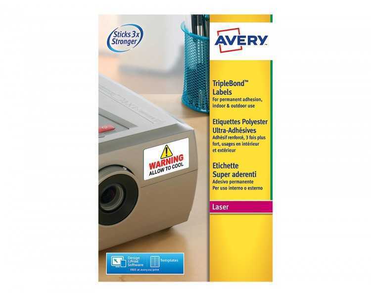 Etiqueta adhesiva avery poliester super adherente blanca 45,7x25,4 mm laser pack de 800 unidades
