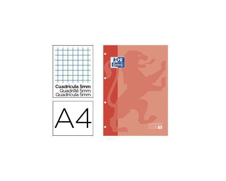 Recambio color oxford din a4 80 hojas cuadro 5 mm 4 taladros melocoton