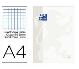 Recambio color oxford din a4 80 hojas cuadro 5 mm 4 taladros blanco