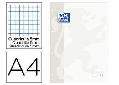 Recambio color oxford din a4 80 hojas cuadro 5 mm 4 taladros blanco