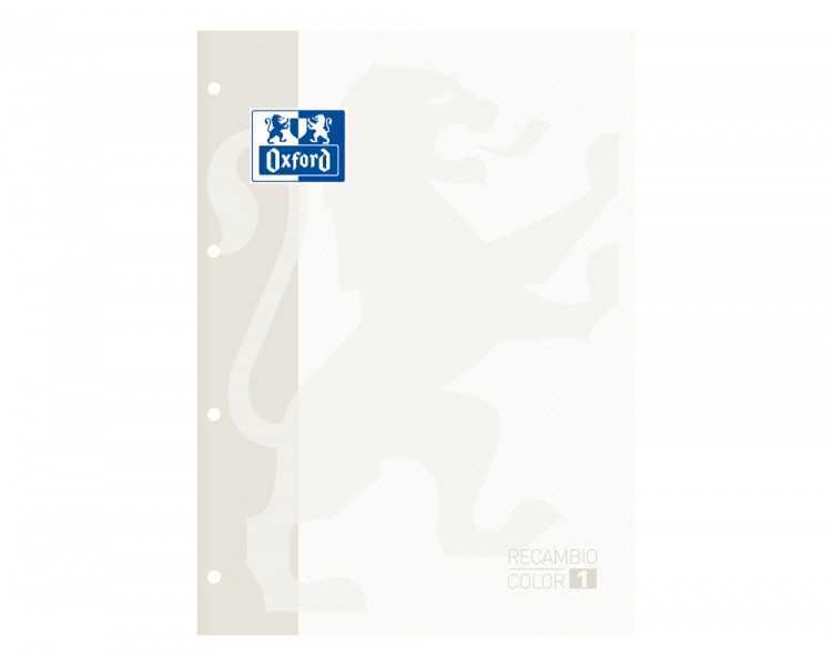 Recambio color oxford din a4 80 hojas cuadro 5 mm 4 taladros blanco
