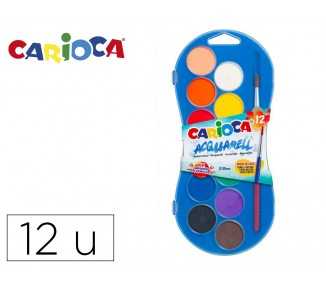 Acuarela carioca 12 colores con pincel estuche de plastico