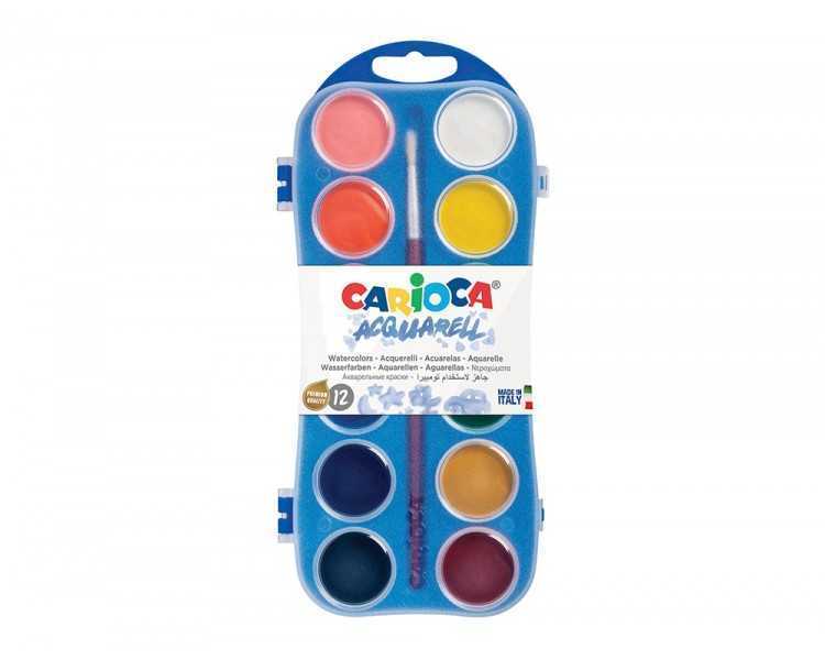 Acuarela carioca 12 colores con pincel estuche de plastico