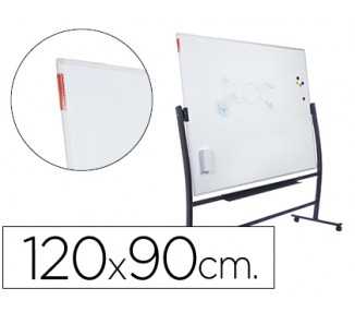 Pizarra blanca rocada lacada magnetica con soporte volteable doble cara 90x120 cm