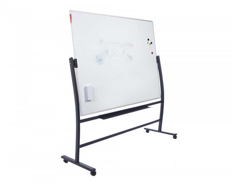 Pizarra blanca rocada lacada magnetica con soporte volteable doble cara 90x120 cm