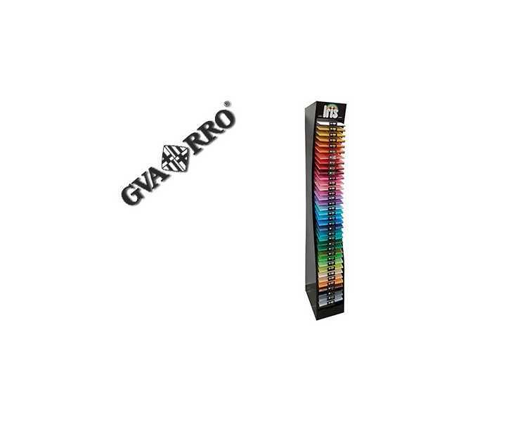 Expositor guarro metalico vacio 36 estantes para cartulina iris din a4 185 gr 30x40x200 cm