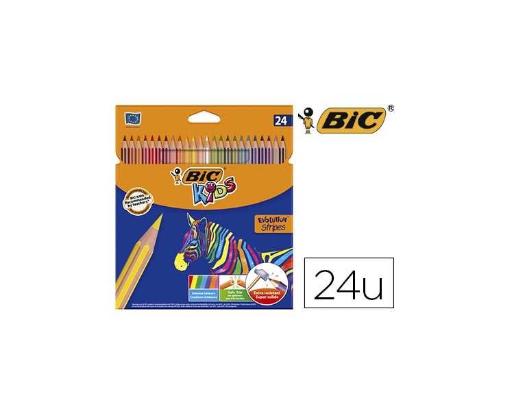 Lapices de colores bic evolution stripes caja de 24 colores surtidos
