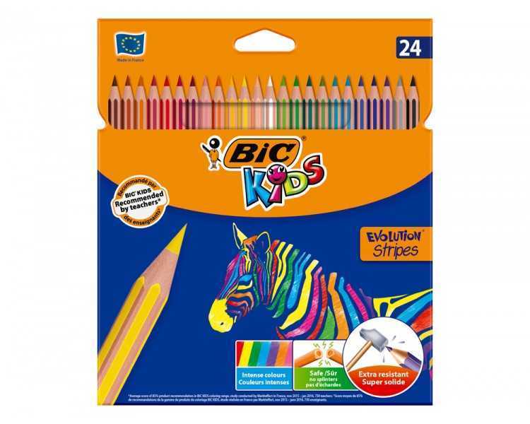 Lapices de colores bic evolution stripes caja de 24 colores surtidos