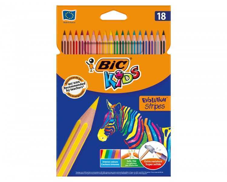 Lapices de colores bic evolution stripes caja de 18 colores surtidos