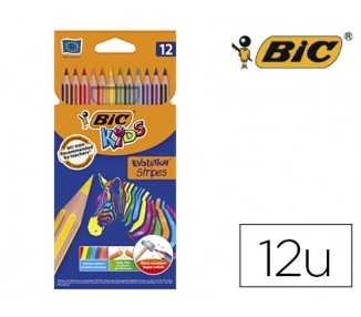 Lapices de colores bic evolution stripes caja de 12 colores surtidos