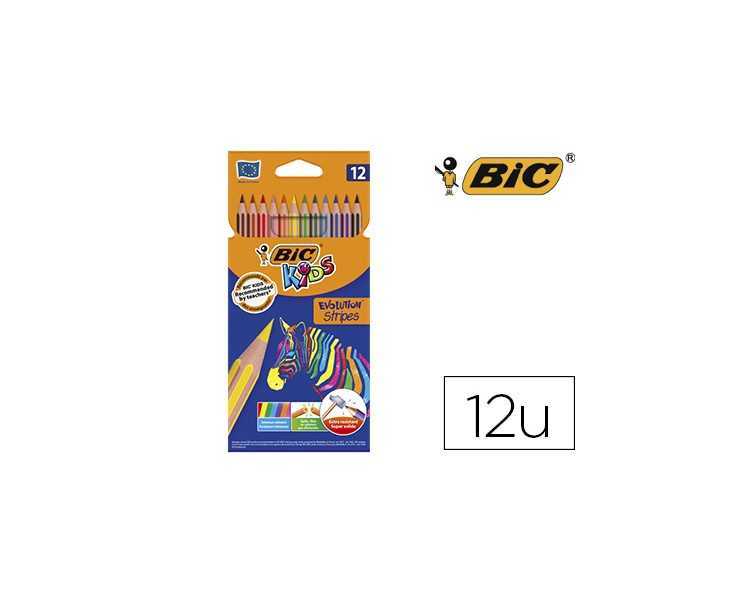 Lapices de colores bic evolution stripes caja de 12 colores surtidos