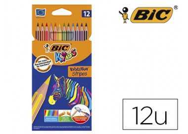 Lapices de colores bic evolution stripes caja de 12 colores surtidos