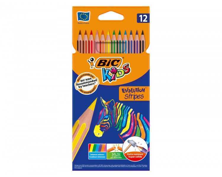 Lapices de colores bic evolution stripes caja de 12 colores surtidos