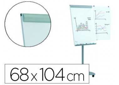 Pizarra blanca rocada para conferencias metalica lacada magnetica con ruedas 68x104 cm incluye 2 brazos laterales