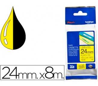 Cinta brother tze651 amarillo/negro 24mm longitud de 8mts