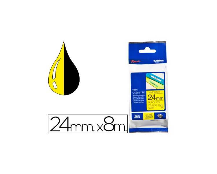 Cinta brother tze651 amarillo/negro 24mm longitud de 8mts