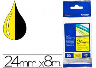 Cinta brother tze651 amarillo/negro 24mm longitud de 8mts