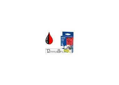 Cinta brother tze431 laminada negro-rojo 12mm x 8mts
