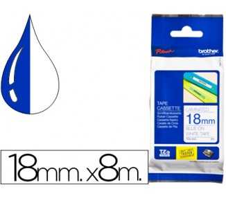 Cinta brother tze243 laminada azul-blanco 18 mm 8mts