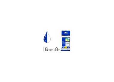 Cinta brother tze243 laminada azul-blanco 18 mm 8mts