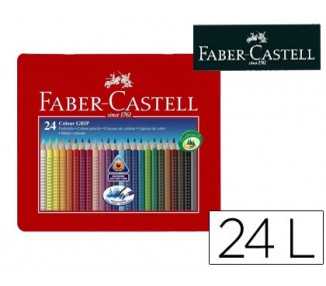 Lapices de colores faber castell acuarelable colour grip triangular caja metalica de 24 colores surtidos