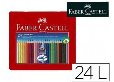 Lapices de colores faber castell acuarelable colour grip triangular caja metalica de 24 colores surtidos