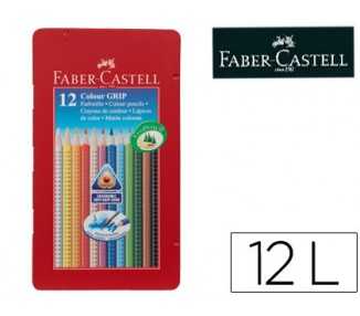 Lapices de colores faber castell acuarelable colour grip triangular caja metalica de 12 colores surtidos