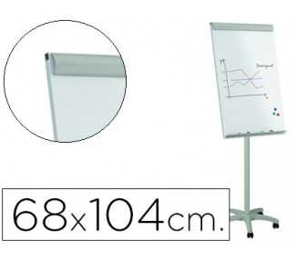 Pizarra blanca rocada para conferencias metalica lacada magnetica con ruedas 68x104 cm