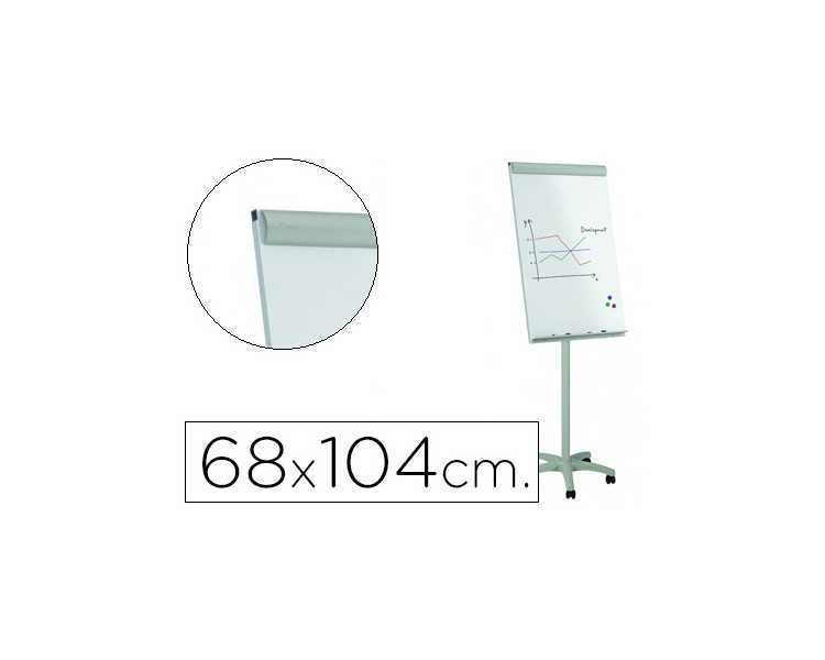 Pizarra blanca rocada para conferencias metalica lacada magnetica con ruedas 68x104 cm