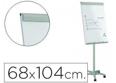 Pizarra blanca rocada para conferencias metalica lacada magnetica con ruedas 68x104 cm