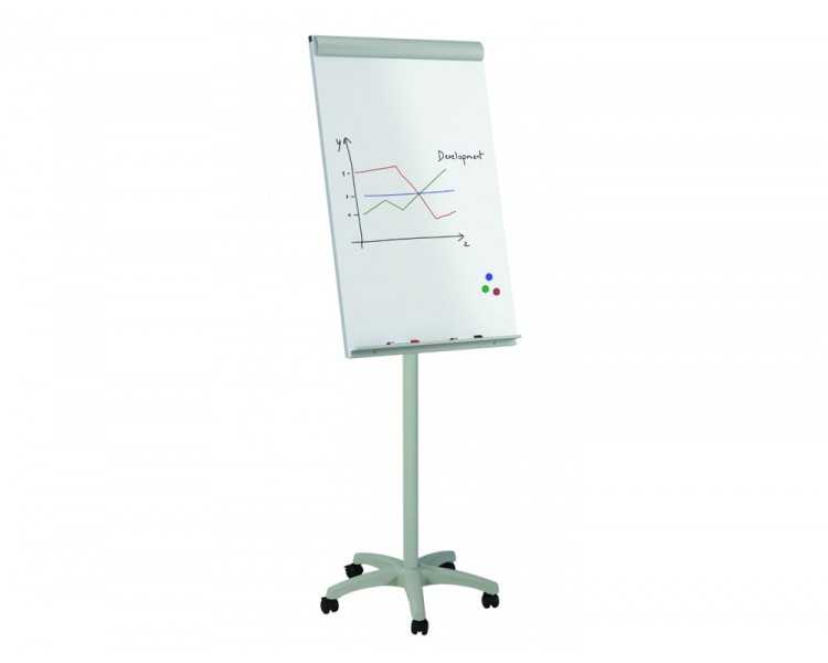 Pizarra blanca rocada para conferencias metalica lacada magnetica con ruedas 68x104 cm