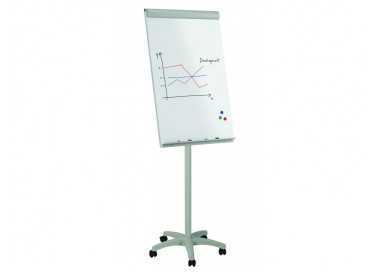 Pizarra blanca rocada para conferencias metalica lacada magnetica con ruedas 68x104 cm