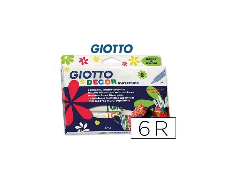Rotulador giotto decor materials caja de 6 colores surtidos