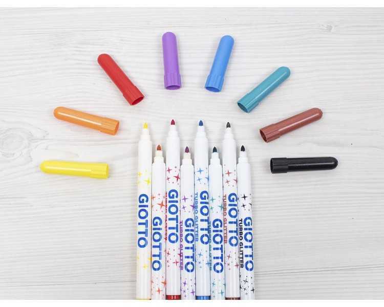 Rotulador giotto turbo glitter purpurina caja de 8 unidades