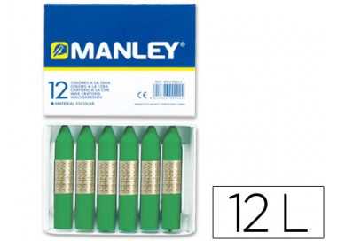 Lapices cera manley unicolor verde primavera n.25 caja de 12 unidades