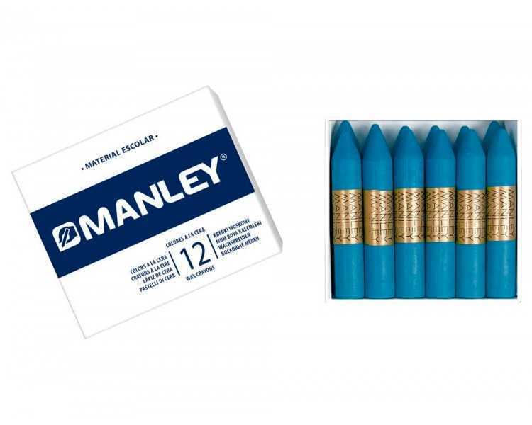 Lapices cera manley unicolor azul cobalto n.20 caja de 12 unidades