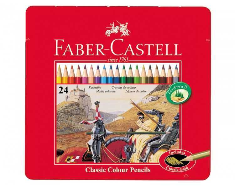 Lapices de colores faber castell caja metalica de 24 colores surtidos